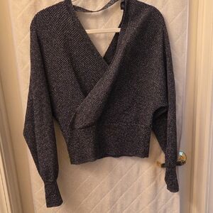 INC Women's V-Neck Wrap Sweater - Black